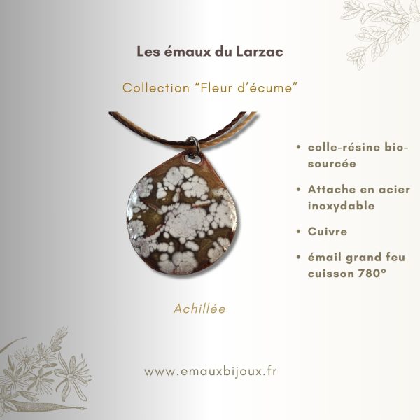 Collection Fleur d'écume_Achillée Pendentif en cuivre émaillé, Collection Fleur d'écume_Achillée