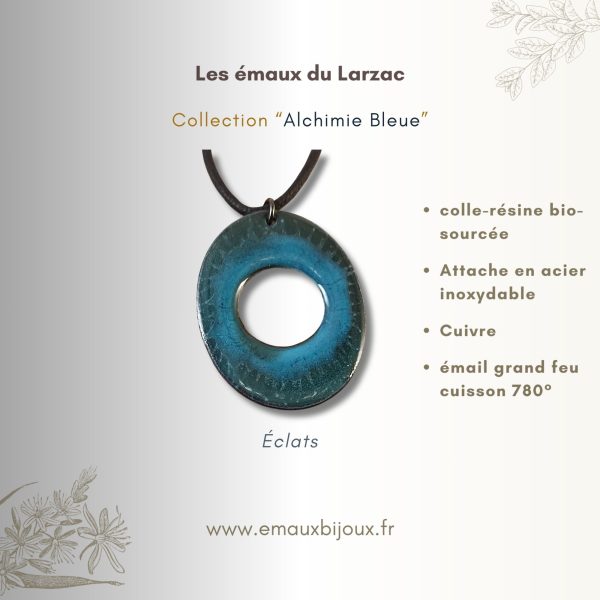 Collection Alchimie bleue - Pendentif en cuivre émaillé - teintes turquoise