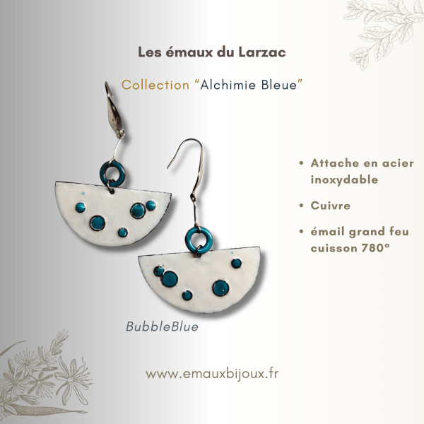 Collection Alchimie Bleue - Pendentif en cuivre émaillé - BubbleBlue